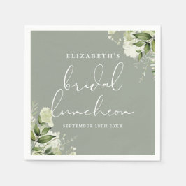 Guardanapo De Papel Greenery Floral Sage Green Bridal Luncheon