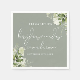 Guardanapo De Papel Greenery Floral Sage Green Bridesmaids Luncheon