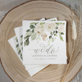 Guardanapo De Papel Greenery Foliage, Casamento Elegante Branco