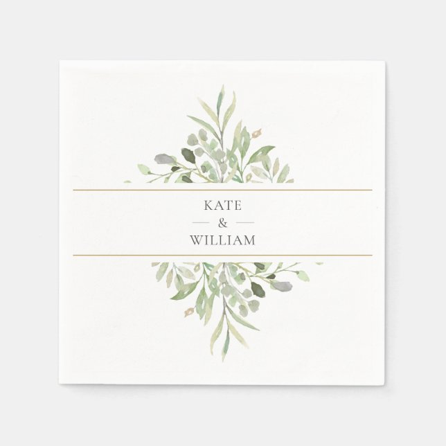 Guardanapo De Papel Greenery Foliage Wedding Napkins (Frente)