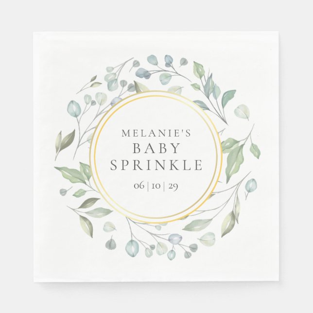 Guardanapo De Papel Greenery Garland Baby Sprinkle / Chá (Frente)