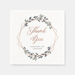 Guardanapo De Papel Greenery Geo Casamento Dourado Rosa