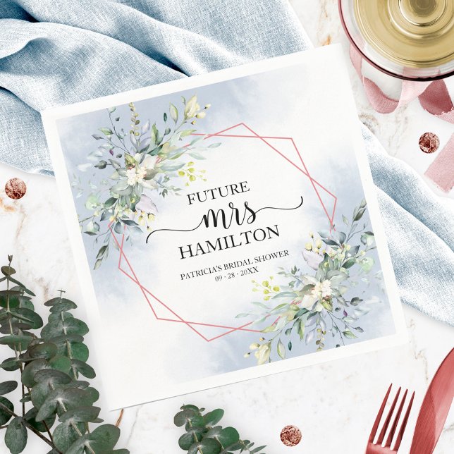 Guardanapo De Papel Greenery Geométrico Wreath Chá de panela Napkins (Criador carregado)