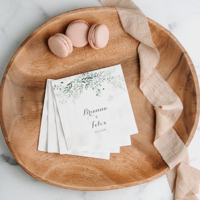 Guardanapo De Papel Greenery Minimalista Eucalyptus Wedding Napkin (Criador carregado)