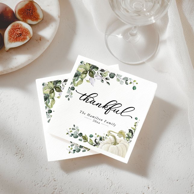 Guardanapo De Papel Greenery Pumpkin Janta de Ação de Graças (Criador carregado)