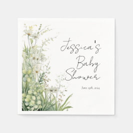 Guardanapo De Papel Greenery Wildflower Chá de fraldas Napkins