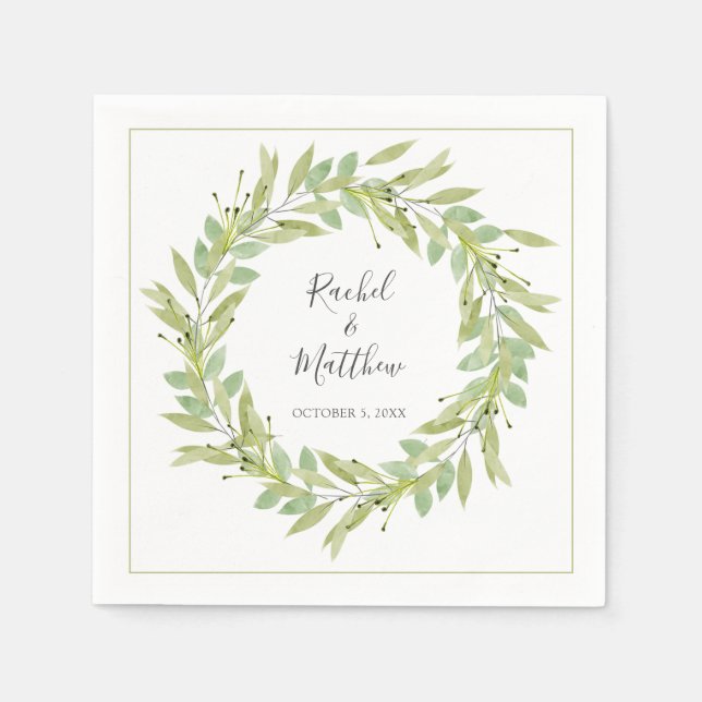 Guardanapo De Papel Greenery Wreath Wedding (Frente)