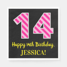 Guardanapo De Papel Greve Rosa Divertida "14"; 14 Feliz Aniversário; N
