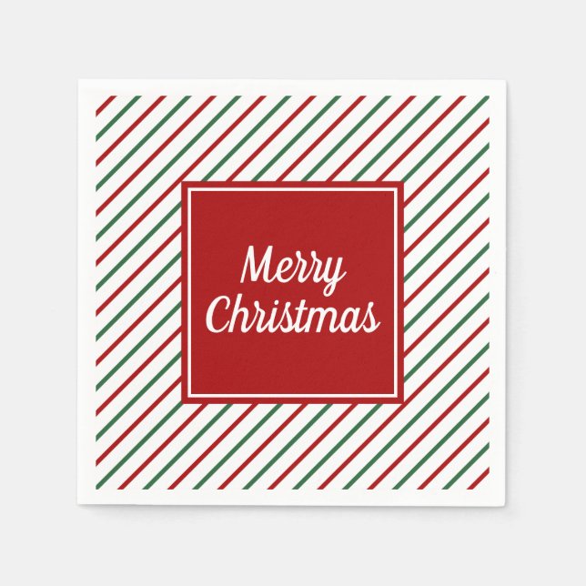 Guardanapo De Papel Greve Verde Branco Feriado de Natal Feliz (Frente)
