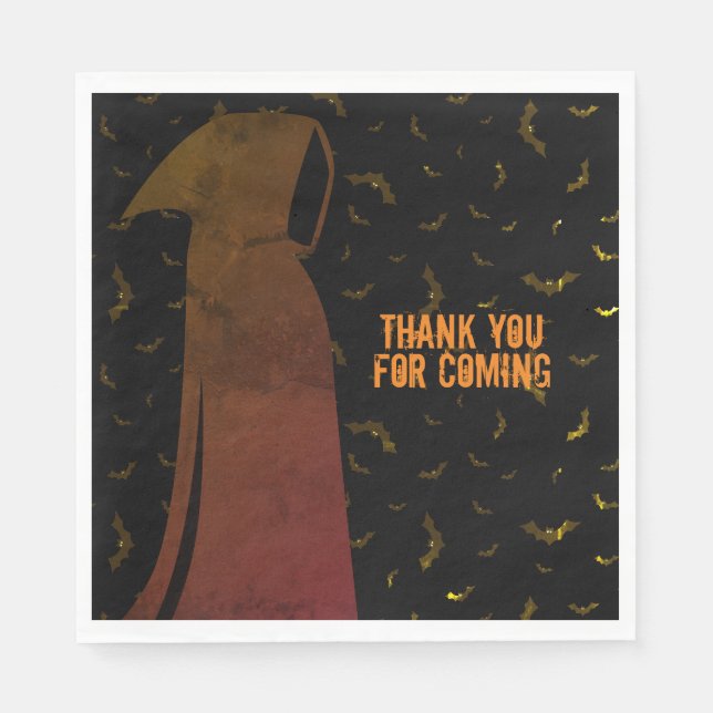 Guardanapo De Papel Grim Reaper Hooded Flying Bats Halloween (Frente)