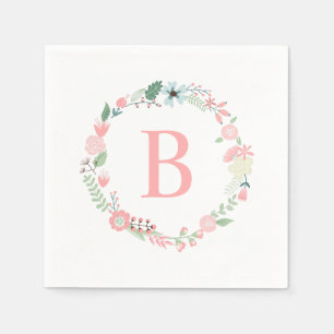 Guardanapo De Papel Grinalda Monogrammed floral delicada