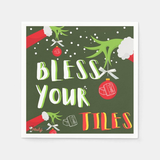 Guardanapo De Papel GRINCHY Mahjong Abençoa seus Azulejos Napkins (Frente)