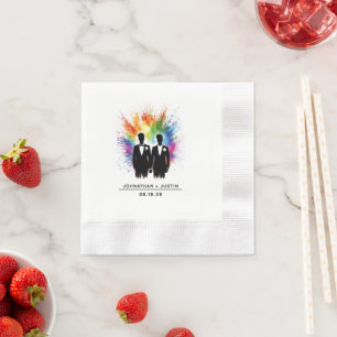 Guardanapo De Papel Grooms Rainbow Burst Wedding