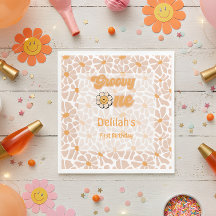 Groovy 1 retro vintage laranja no primeiro anivers