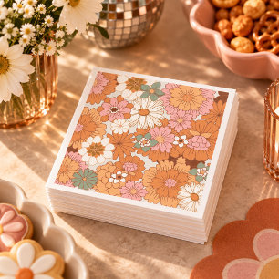 Guardanapo De Papel Groovy 70s Hippie Floral Chá de fraldas Napkins