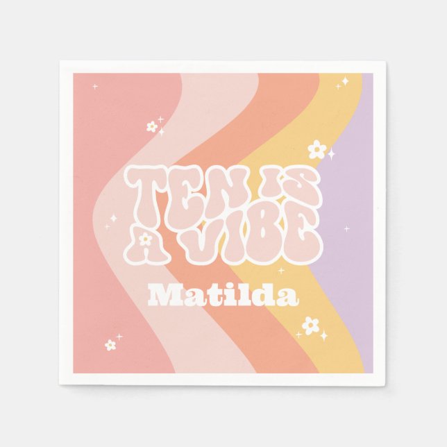 Guardanapo De Papel groovy arco-íris dez é uma margarida retrô legal d (Frente)