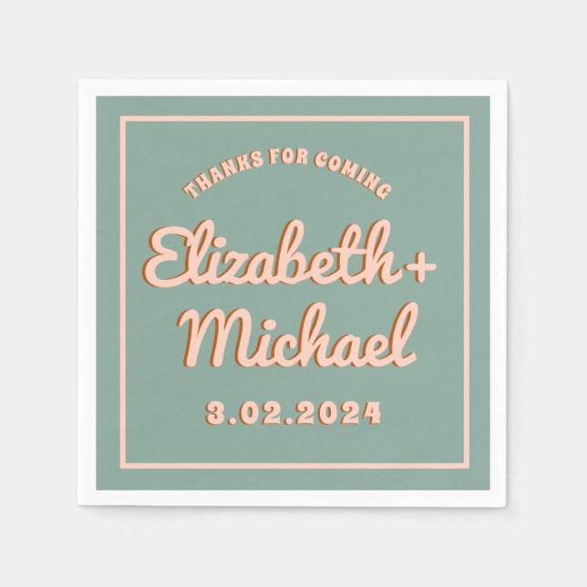 Guardanapo De Papel Groovy Azul Cor-de-rosa torrado (Frente)