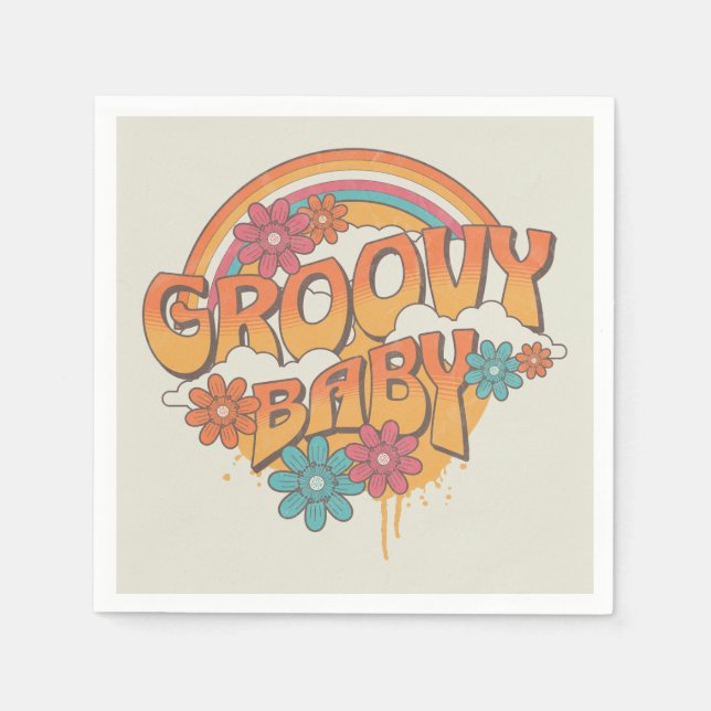 Guardanapo De Papel Groovy Baby Retro style design (Frente)