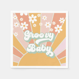 Guardanapo De Papel Groovy Baby Retro Sunshine Festa de Bebê Hippie