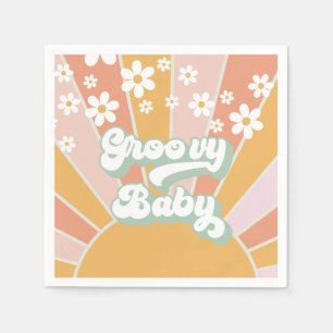 Guardanapo De Papel Groovy Baby Retro Sunshine Festa de Bebê Hippie