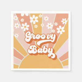 Guardanapo De Papel Groovy Baby Retro Sunshine Festa de Bebê Hippie