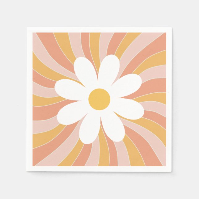 Guardanapo De Papel Groovy Boho Retro Daisy Sunshine (Frente)