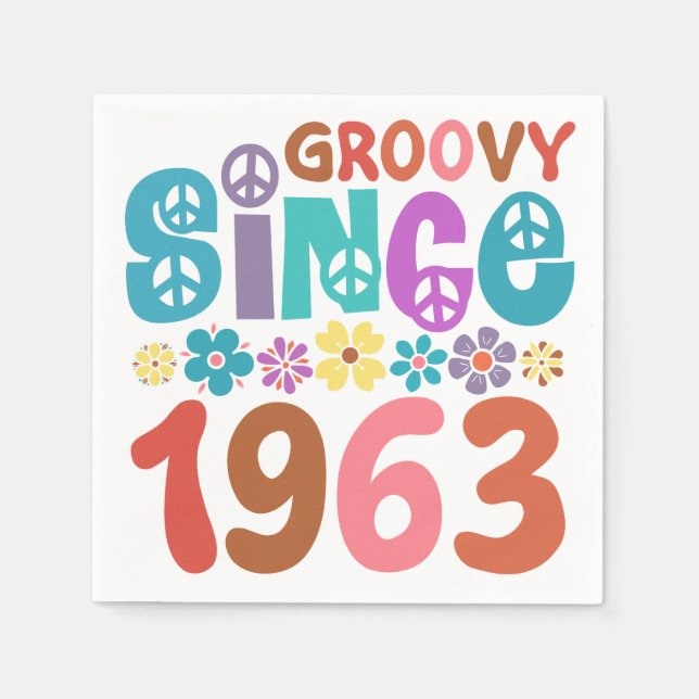 Guardanapo De Papel Groovy desde 1963 60º aniversário (Frente)