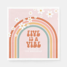 Guardanapo De Papel Groovy Five é uma vibe margarida arco-íris 5º aniv