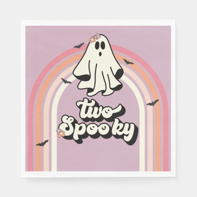 Guardanapo De Papel Groovy Ghost retro Halloween Dois Aniversário Louc (Frente)