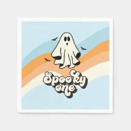 Guardanapo De Papel Groovy Ghost retro Halloween Spooky Um Azul