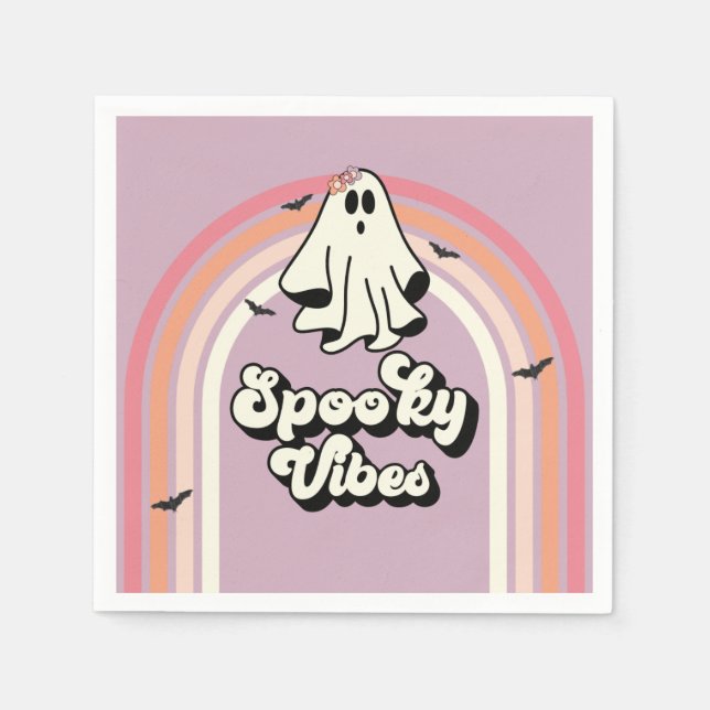 Guardanapo De Papel groovy Ghost retro Halloween Spooky Vibes Aniversá (Frente)