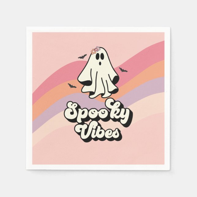 Guardanapo De Papel groovy Ghost retro Halloween Spooky Vibes Aniversá (Frente)