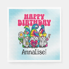 Guardanapo De Papel Groovy Gnomos Rainbow Tie Dye Festa de aniversário