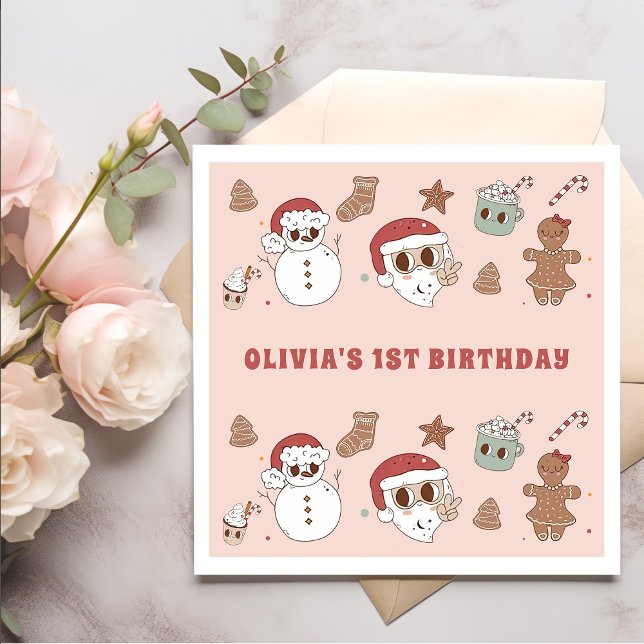 Guardanapo De Papel Groovy Hippie Papais noeis Aniversário de Natal (Criador carregado)