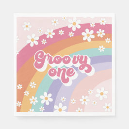 Guardanapo De Papel Groovy One Retro Arco-íris 1º Aniversário