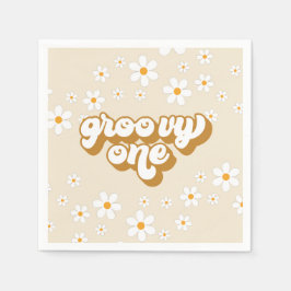 Guardanapo De Papel Groovy One Retro Daisy 1º Aniversário