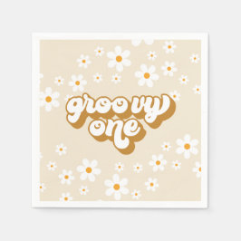 Guardanapo De Papel Groovy One Retro Daisy primeiro aniversario