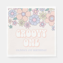 Guardanapo De Papel Groovy One Retro floral pastel 1º aniversário
