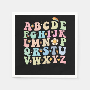 Guardanapo De Papel Groovy Pre K Kindergarten Alphabet ABC Retro