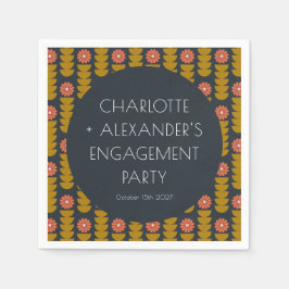 Guardanapo De Papel Groovy Retro 70s Floral Trendy Festa de noivado