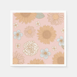 Guardanapo De Papel Groovy Retro Floral Birthday