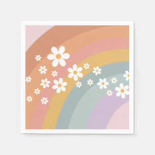 Guardanapo De Papel Groovy Retro Rainbow e Daisy