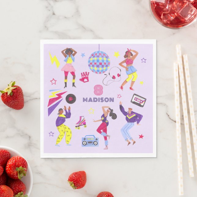 Guardanapo De Papel Groovy Roller Disco Festa Retro Discobol 80  (Insitu)