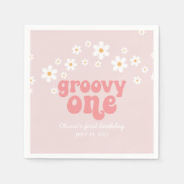 Guardanapo De Papel Groovy Um Retro daisy boho floral primeiro anivers