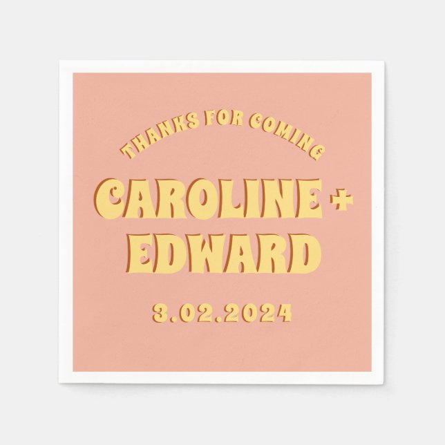 Guardanapo De Papel Groovy Verde Amarelo Amarelo Vermelho (Frente)