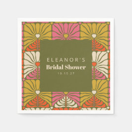 Guardanapo De Papel Groovy Vintage Verde Convite Floral de Noiva Perso