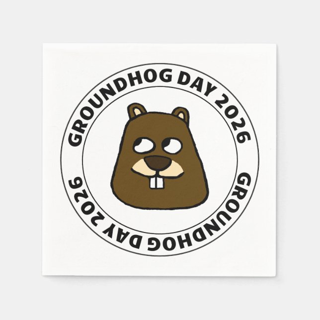 Guardanapo De Papel Groundhog Day 2026 with Groundhog face (Frente)