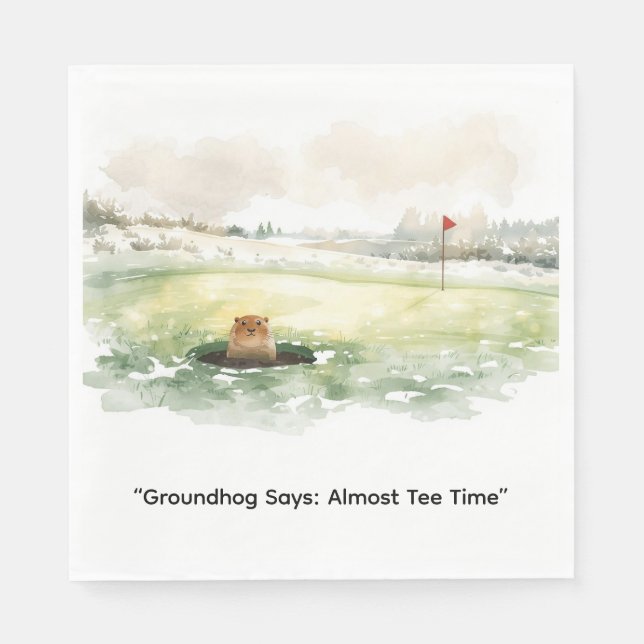 Guardanapo De Papel Groundhog Day Golfer Winter Golf Holiday (Frente)