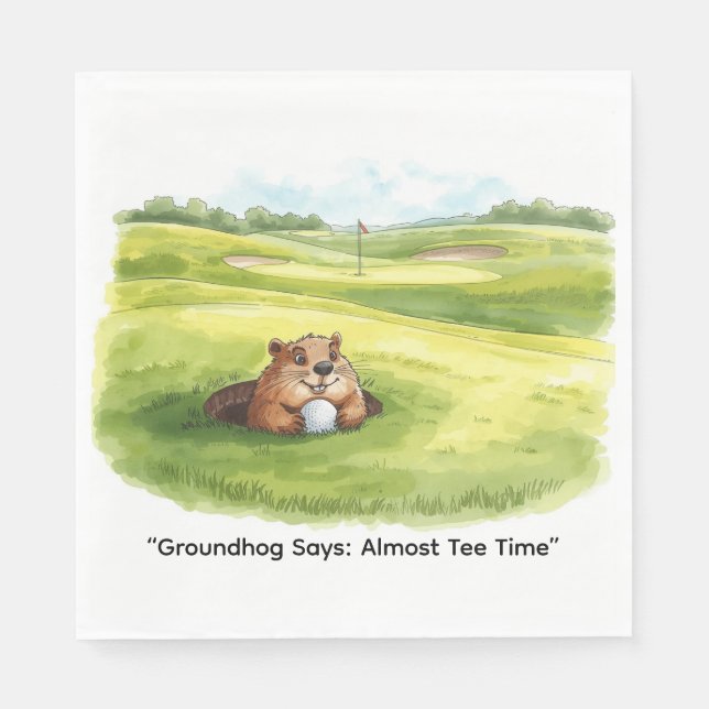 Guardanapo De Papel Groundhog Day Golfer Winter Golf Holiday (Frente)