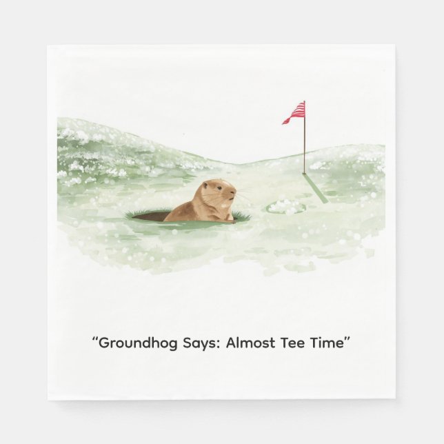 Guardanapo De Papel Groundhog Day Golfer Winter Golf Holiday (Frente)